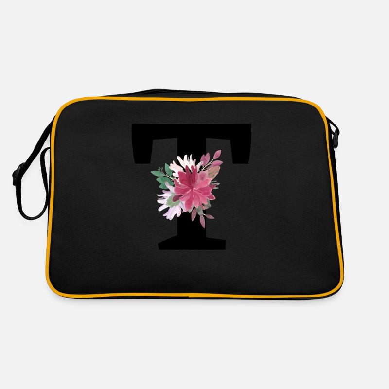 Buchstabe t blumig Retro Tasche