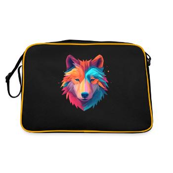 Wolf in happy colorful minimal design - Retro Bag - black/gold - Back