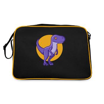 Cute Velociraptor, Dino, Dinosaur - Retro Bag - black/gold - Back