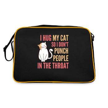 I Hug My Cat So I Dont Punch People in the Throat - Retro Bag - black/gold - Back