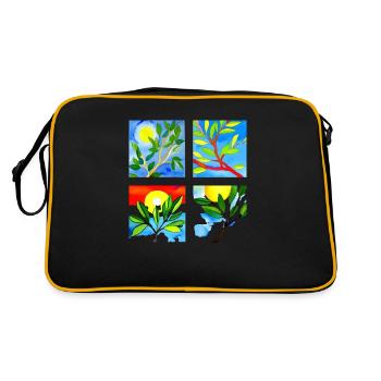 Lachender Olivenzweig - Nachhaltige Harmonie - Retro Tasche - Schwarz/Gold - Hinten