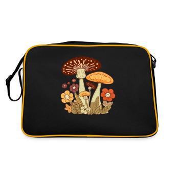 Mushrooms and flowers 3 - Retro Bag - black/gold - Back