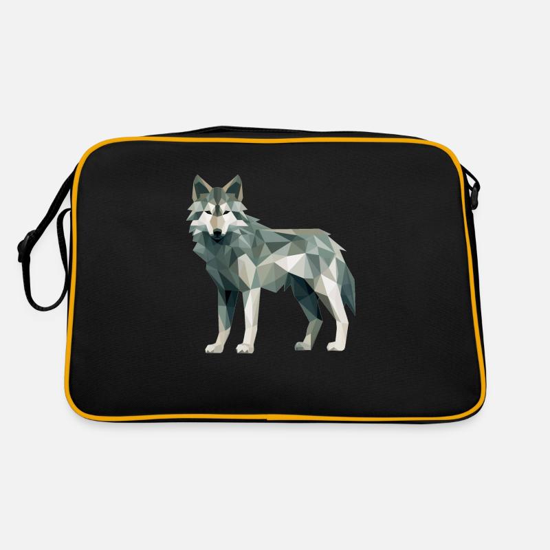 Wolf Geometric Drawing Retro Bag