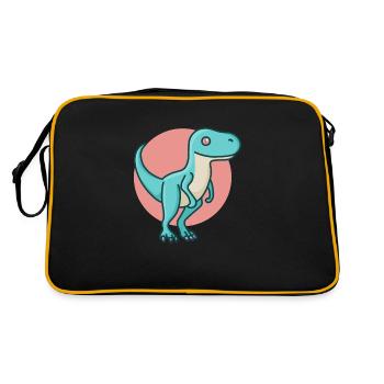 hugadino velocirap red, dino, cute dinosaur - Retro Bag - black/gold - Back