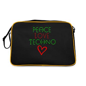 Peace love techno citation - Sac Retro - noir/or - Dos