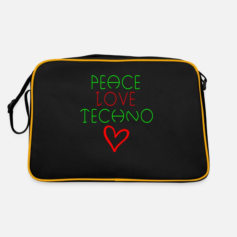 Peace love techno quote Retro Bag