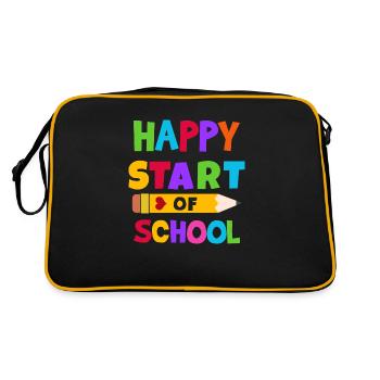 Froher Schulstart Schulbeginn Geschenk - Retro Tasche - Schwarz/Gold - Hinten