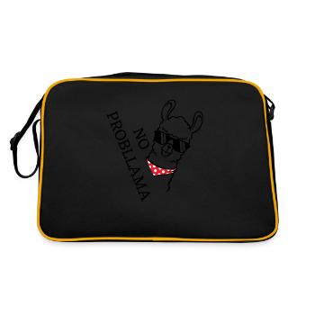 Kein Probllama - Lama lustig - Retro Tasche - Schwarz/Gold - Hinten