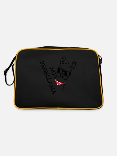 No probllama - llama funny - Retro Bag - black/gold - Back