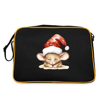Mouse in a cuddly Christmas hat - Retro Bag - black/gold - Back