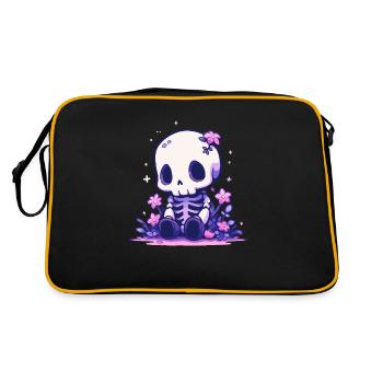 Squelette mignon d’Halloween - Design effrayant mignon - Sac Retro - noir/or - Dos