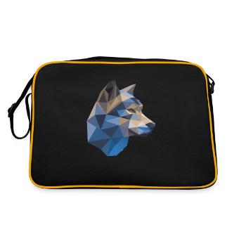 Wilder Wolf Polygon Wilde Tier Wandern Natur Seele - Retro Tasche - Schwarz/Gold - Hinten