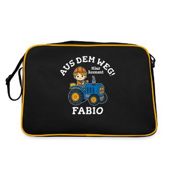 Fabio Vorname Traktor - Retro Tasche - Schwarz/Gold - Hinten