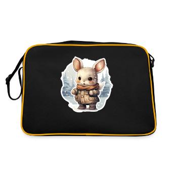 Lapin avec écharpe et veste dans la neige - Sac Retro - noir/or - Dos