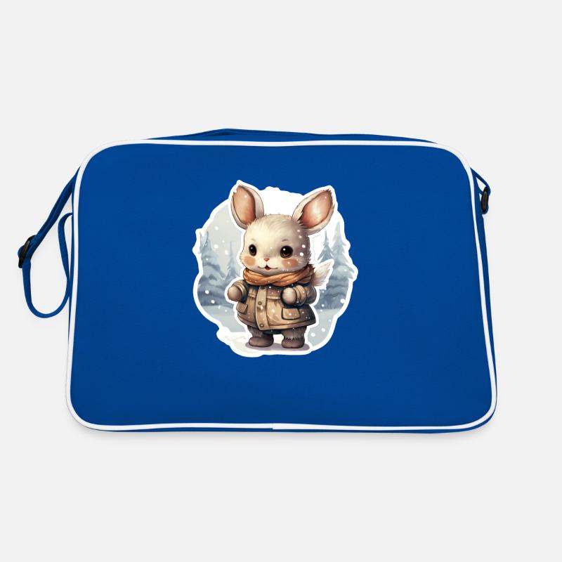 Lapin avec écharpe et veste dans la neige Sac Retro