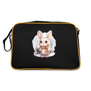 Lapin dans la neige avec écharpe - Sac Retro - noir/or - Dos