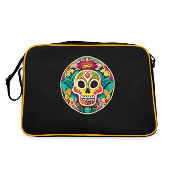 Calavera - Crâne coloré - Sac Retro - noir/or - Dos