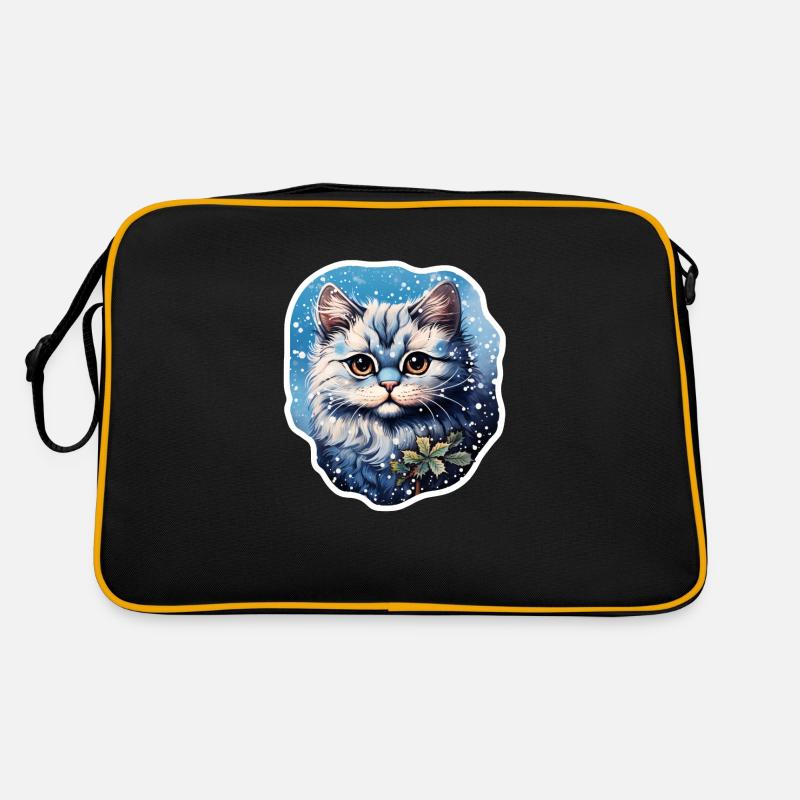 Katze bei Schneefall Retro Tasche
