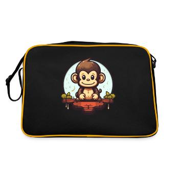 Affe - Retro Tasche - Schwarz/Gold - Hinten