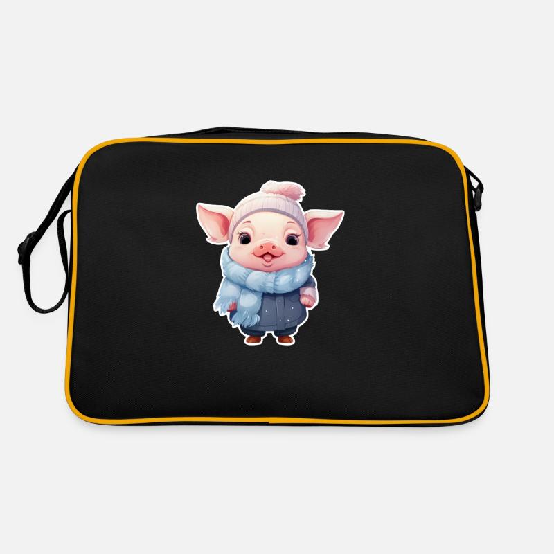 Cute piggy is cold Retro Bag