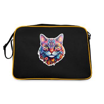 Illustration psychédélique de chat - Sac Retro - noir/or - Dos