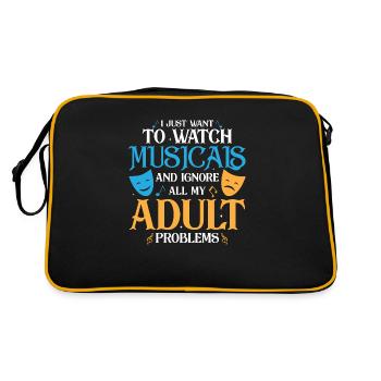 I Just Want To Watch Musicals Theater Singing - Retro Tasche - Schwarz/Gold - Hinten