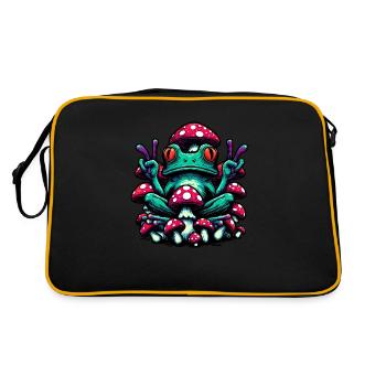 Frog with toadstool - Retro Bag - black/gold - Back