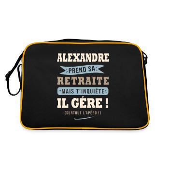 Alexandre humour retraite cadeau retraité - Sac Retro - noir/or - Dos