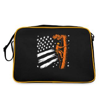 Baumpfleger Flagge Wald Holzfäller Geschenk - Retro Tasche - Schwarz/Gold - Hinten