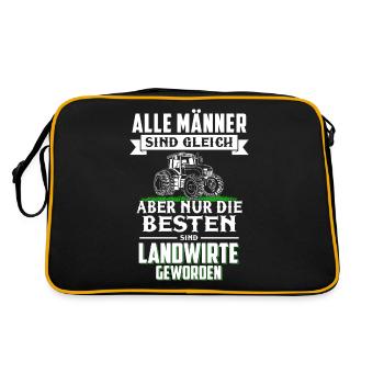 Nur die besten Männer sind Landwirte geworden - Retro Tasche - Schwarz/Gold - Hinten