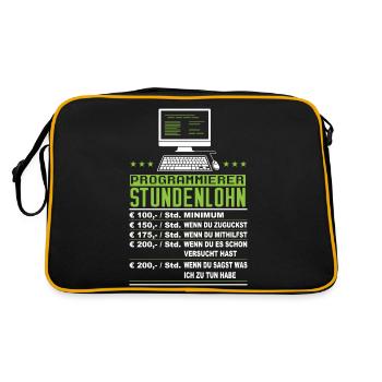 Programmierer Stundenlohn Lustig - Retro Tasche - Schwarz/Gold - Hinten