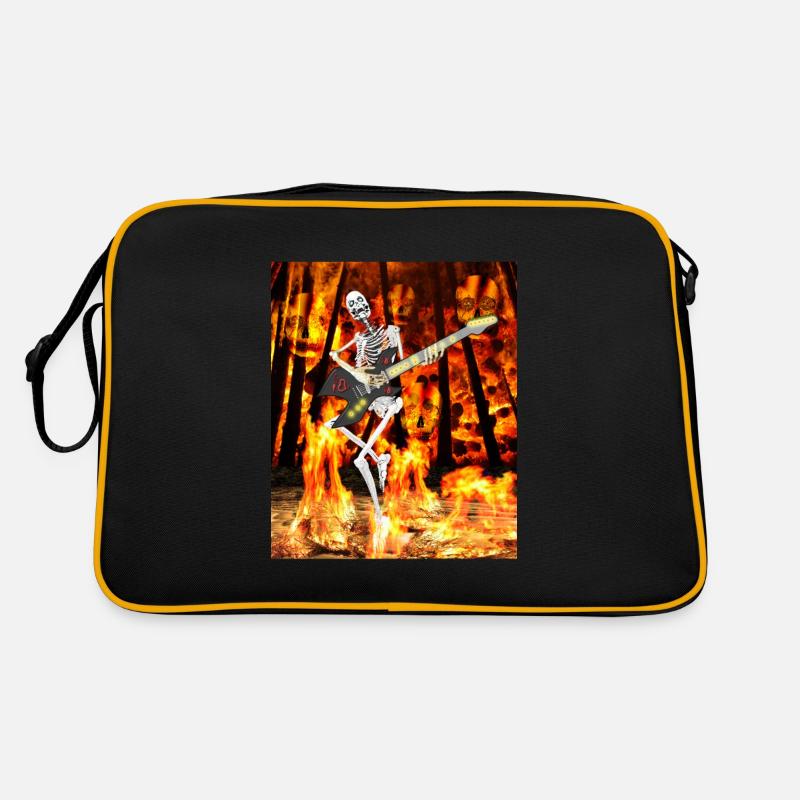 LE SQUELETTE GUITARISTE DANS LE FEU Sac Retro