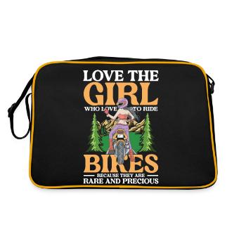 Love The Girl Who Love To Ride Bikes Rare Precious - Retro Tasche - Schwarz/Gold - Hinten