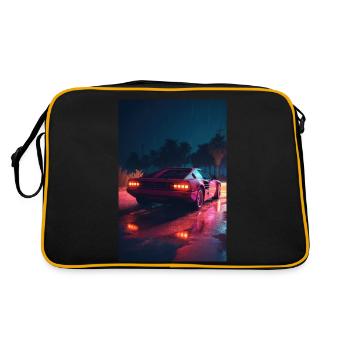 Future Drive: Neon Spuren vom Synthwave Abenteuer - Retro Tasche - Schwarz/Gold - Hinten