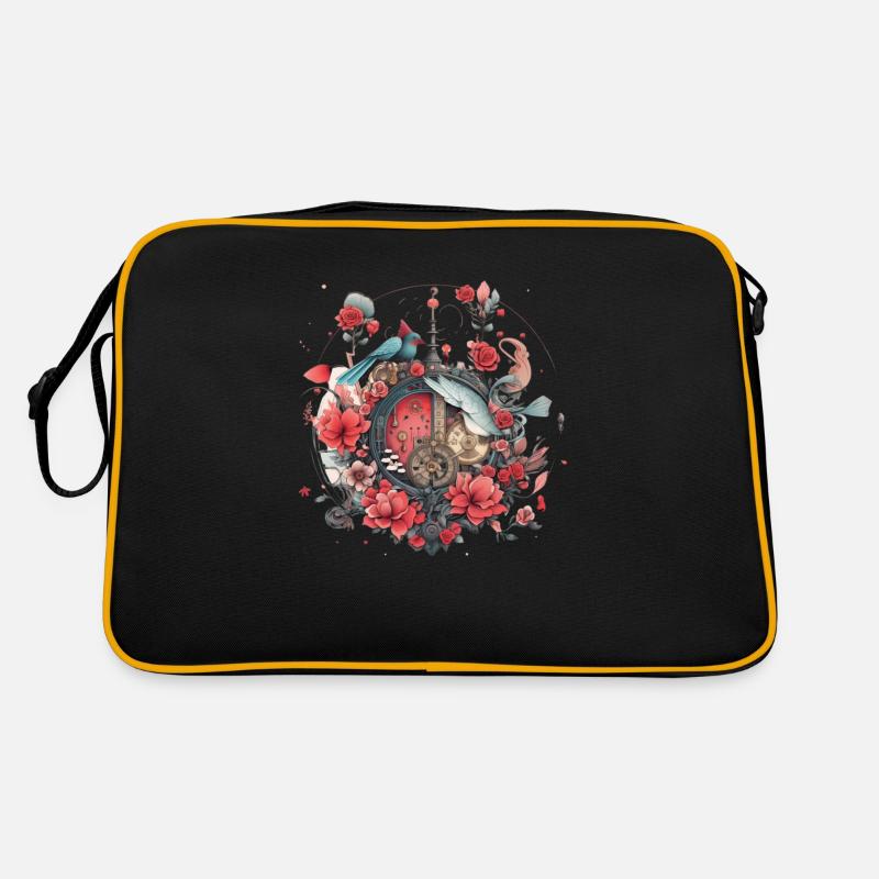 Fleurs, Design d’horloge Sac Retro