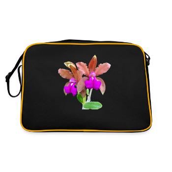 Orchid Cattleya Hybrid Bronze Blossom Orchids - Retro Bag - black/gold - Back
