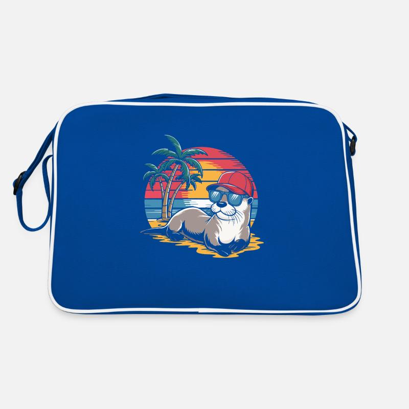 Loutre avec lunettes de soleil et casquette de baseball sur la plage Sac Retro