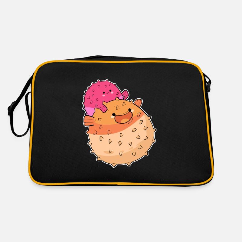 Kugelfisch - Retro Tasche - Schwarz/Gold