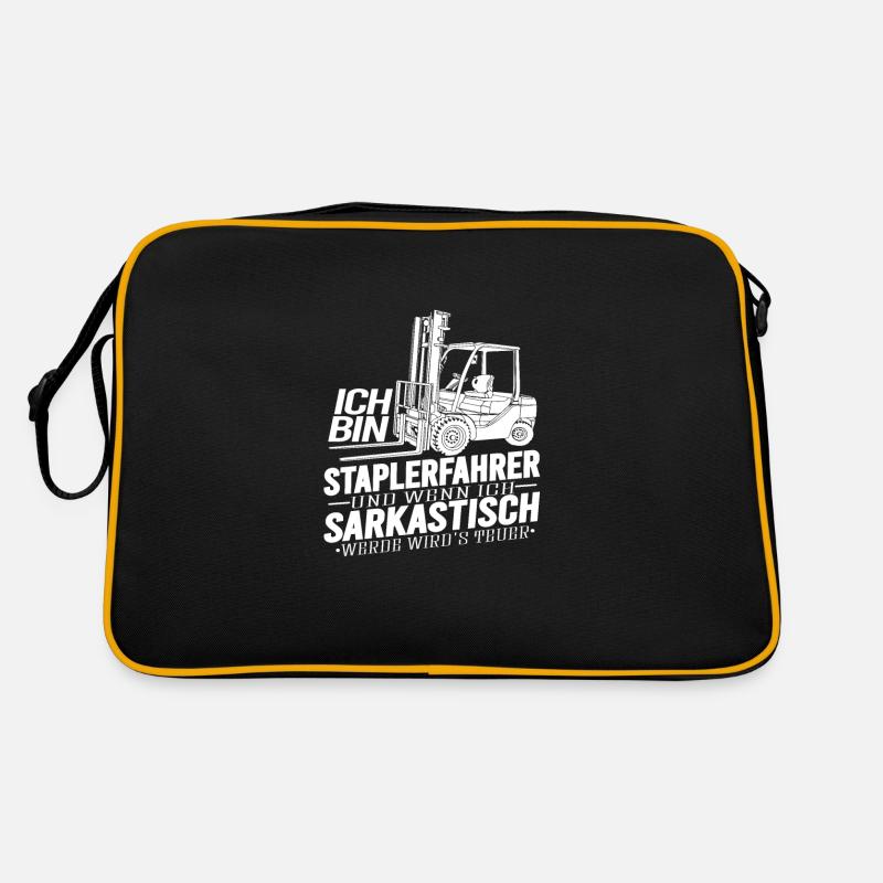 Staplerfahrer Wenn ich sarkastisch werde wirds - Retro Tasche - Schwarz/Gold