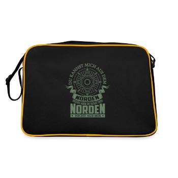 Du kannst mich aus dem Norden holen - Retro Tasche - Schwarz/Gold - Hinten