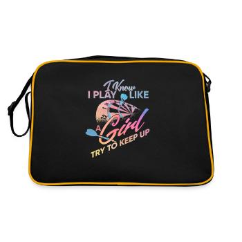 Play like a Darts Girl - Dart - Retro Tasche - Schwarz/Gold - Hinten