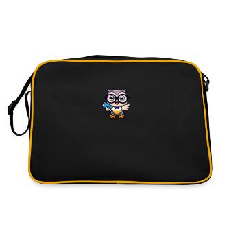 Hibou avec livres de lecture de livres Nerd Nerd Lunettes - Sac Retro - noir/or - Dos