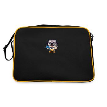 Hibou avec livres de lecture de livres Nerd Nerd Lunettes - Sac Retro - noir/or - Dos