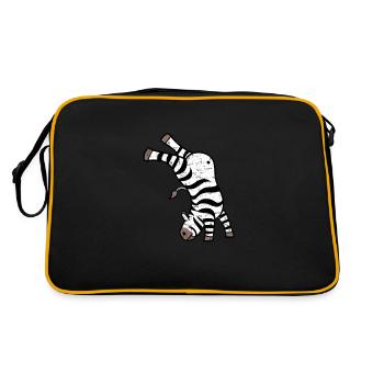 Kawaii Zebra Handstand Design - Retro Tasche - Schwarz/Gold - Hinten