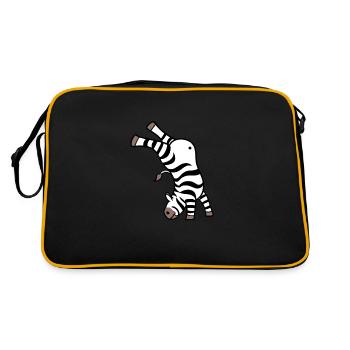 Kawaii Zebra Handstand Design - Retro Tasche - Schwarz/Gold - Hinten