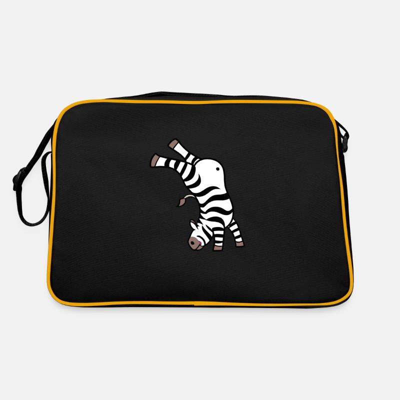 Kawaii Zebra Handstand Design - Retro Tasche - Schwarz/Gold