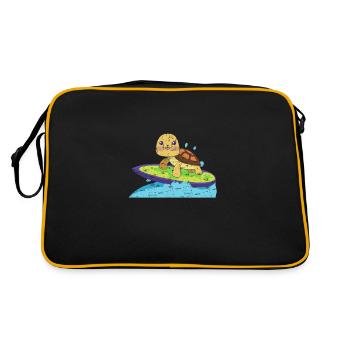 Turtle on surfboard - Retro Bag - black/gold - Back