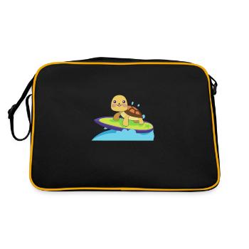 Turtle on surfboard - Retro Bag - black/gold - Back