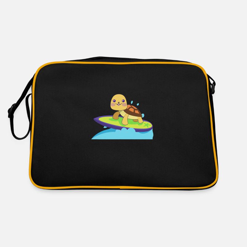 Schildkröte auf surfbrett Retro Tasche