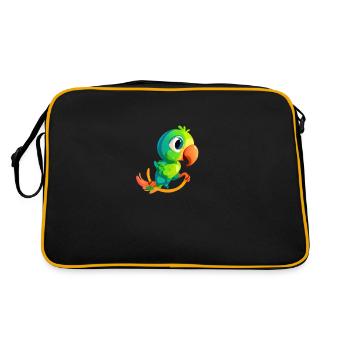 Perroquet à bascule d’oiseau vert - Sac Retro - noir/or - Dos